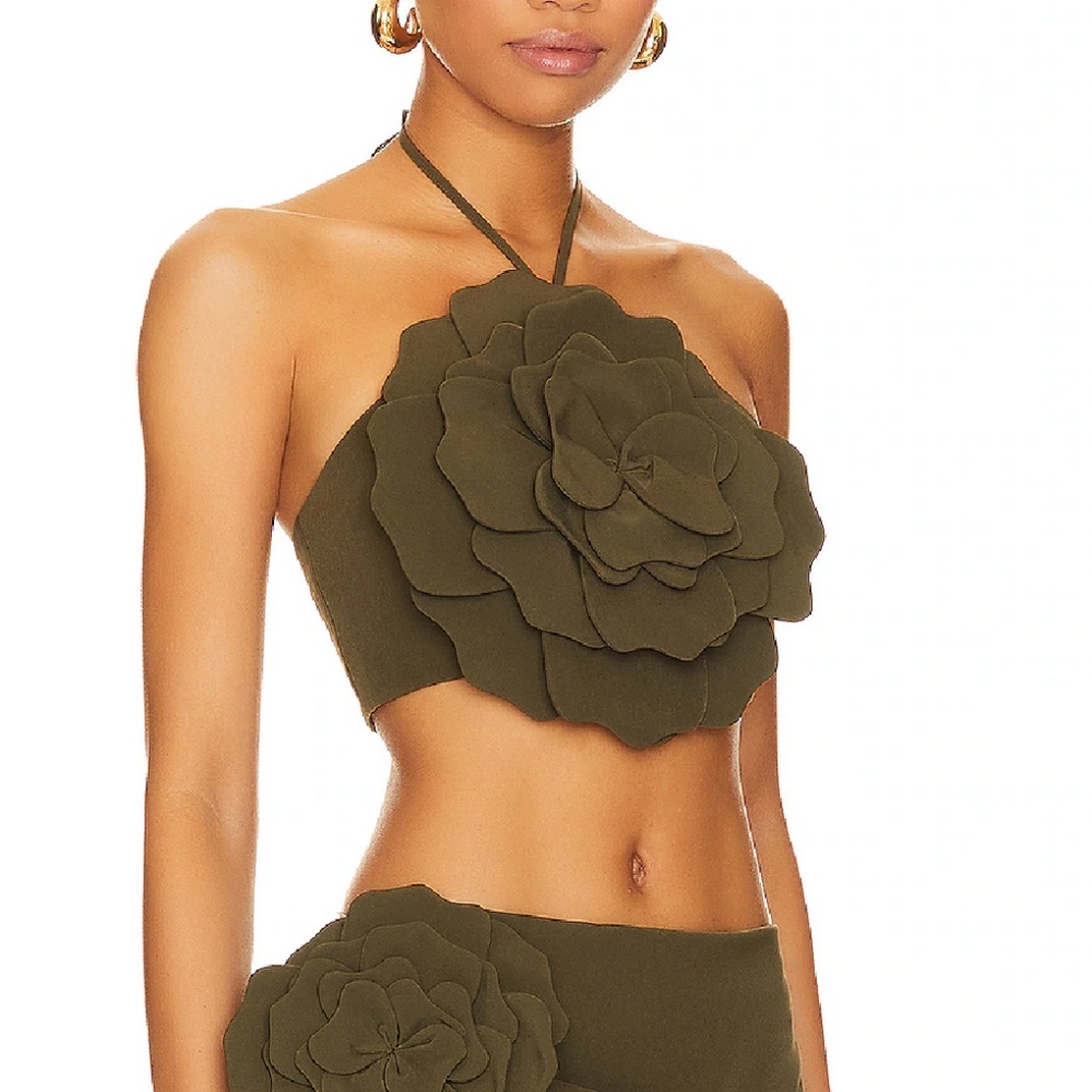 ✨ SALE✨ NWT Lovers + Friends Zora Crop Top & Skort Set - Olive Green - Picture 4 of 12